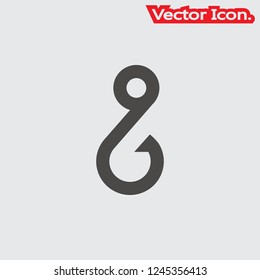 Fish hook icon isolated sign symbol and flat style for app, web and digital design. Vector illustration.