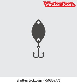 Fish hook icon isolated sign symbol and flat style for app, web and digital design. Vector illustration.