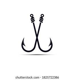 Fish hook icon logo vector design template isolated on white background 