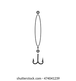 Fish hook icon in outline style isolated on white background