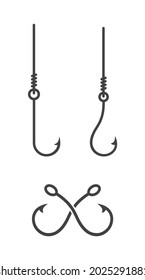 fish hook icon set isolated on white background
