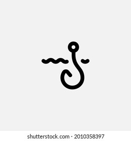 Vector de signo de icono de gancho de pescado,Símbolo, ilustración de logotipo para web y móvil