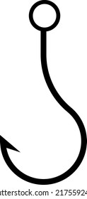 Icono de gancho de pescado, silueta, logotipo
