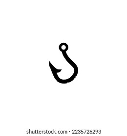 Fish hook icon. Simple style fish shop big sale poster background symbol. Fish hook brand logo design element. Fish hook t-shirt printing. vector for sticker.