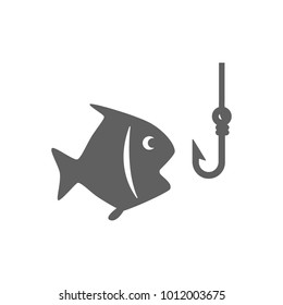 Fish with hook icon in trendy flat style isolated on white background. Symbol for your web site design, logo, app, UI. Vector illustration, EPS