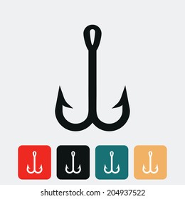 Fish hook icon. Vector illustration.