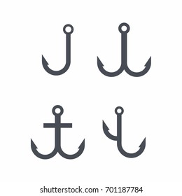 Fish Hook icon vector set