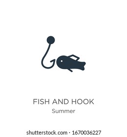 Fish and hook icon vector. Trendy flat fish and hook icon from summer collection isolated on white background. Vector illustration can be used for web and mobile graphic design, logo, eps10
