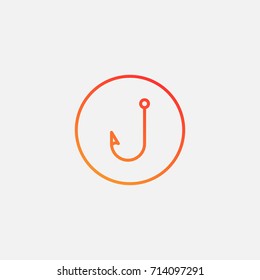 Fish hook icon.gradient illustration isolated vector sign symbol