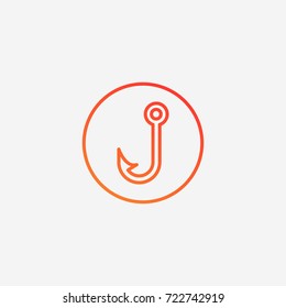 Fish hook icon.gradient illustration isolated vector sign symbol