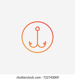 Fish hook icon.gradient illustration isolated vector sign symbol