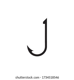 Fish Hook J Letter Logo Design Concept