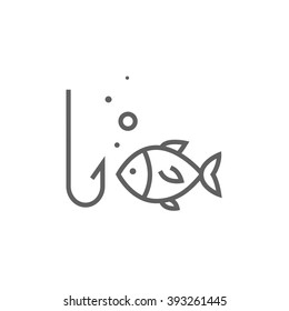 Fish With Hook Line Icon.