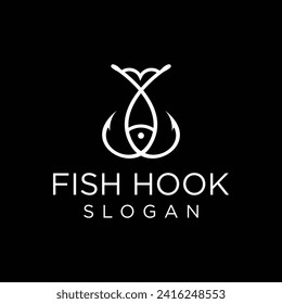 Modelo de vectores modernos para el diseño del logotipo del anzuelo de peces