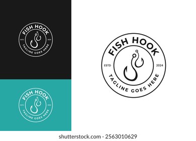 Fish hook logo design template vector illustration