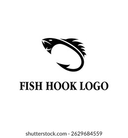 Fish hook logo design, vector logo, illustration design