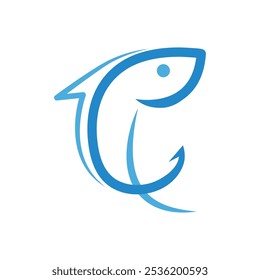 Fish Hook Logo Vector Icon Template Illustration