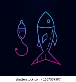 Fish with a hook nolan icon. Simple thin line, outline vector of camping icons for ui and ux, website or mobile application