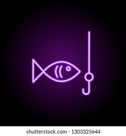 fish and hook outline icon. Elements of Sport in neon style icons. Simple icon for websites, web design, mobile app, info graphics
