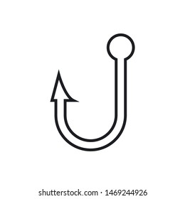 Fish Hook Outline Icon Vector Illustration Eps