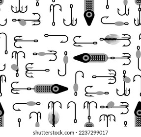 Fish hook pattern seamless. Hook for catching fish background. fishing tackle texture