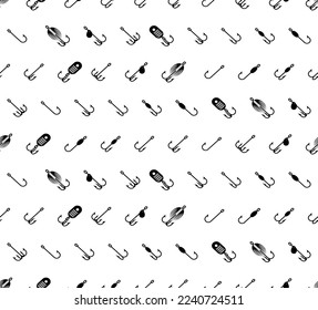 Fish hook pattern seamless. Hook for catching fish background. fishing tackle texture