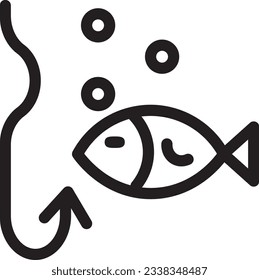 Fish Hook Rod Outline Icon