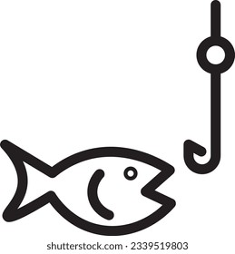 Fish Hook Rod Outline Icon