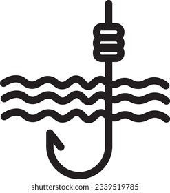 Icono de contorno del mar de anzuelo de peces