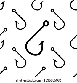 Fish Hook Seamless Pattern Design Vector Art Illustration