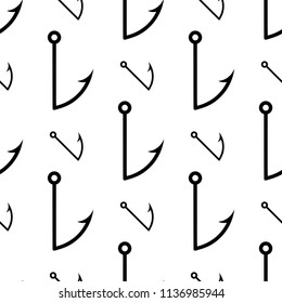 Fish Hook Seamless Pattern Design Vector Art Illustration