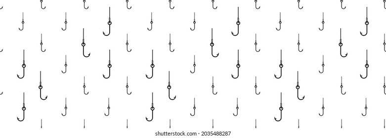 Fish Hook Seamless Pattern Design Vector Art Illustration
