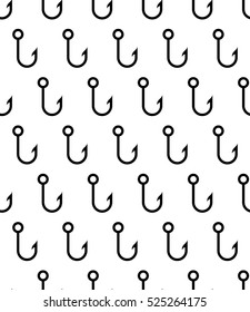 Fish Hook Seamless Pattern Vector Illustration