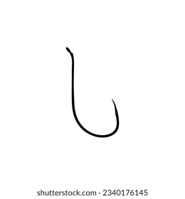 Fish Hook Silhouette for Art Illustration, Icon, Symbol, Apps, Website, Pictogram, Logo Type, or Graphic Design Element. Vector Illustration