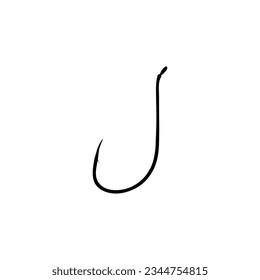 Fish Hook Silhouette for Art Illustration, Icon, Symbol, Apps, Website, Pictogram, Logo Type, or Graphic Design Element. Vector Illustration