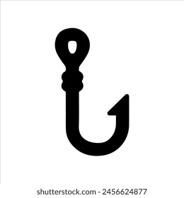 Fish hook silhouette isolated on white background. Fish hook icon vector illustration.