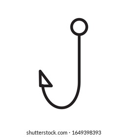 Fish hook silhouette style icon design Sea nautical ocean navigation travel underwater water and marine theme Vector illustration