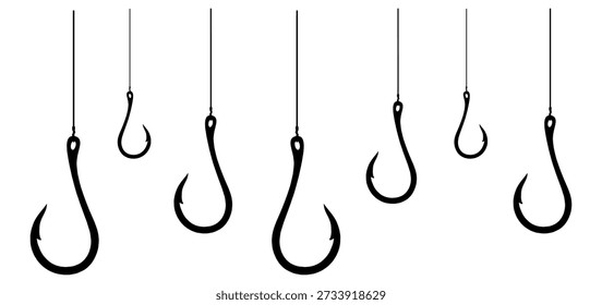 Design de ilustração vetorial de silhueta de gancho de peixe