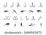 Fish hook silhouettes, Fishing hook vector, Crossed fish hooks silhouette, Fishing hook silhouettes