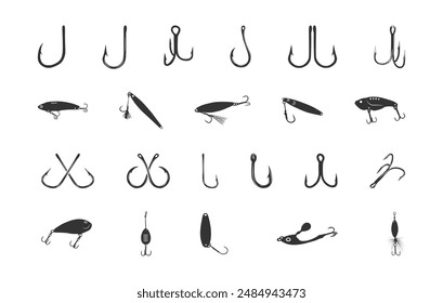 Fish hook silhouettes, Fishing hook vector, Crossed fish hooks silhouette, Fishing hook silhouettes