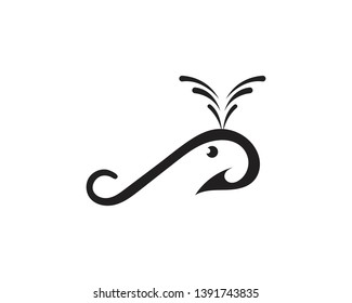 fish hook symbol and logo icon vector 