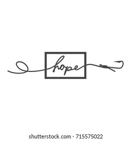 Fish hook vector art. Fishing digital art. Hope