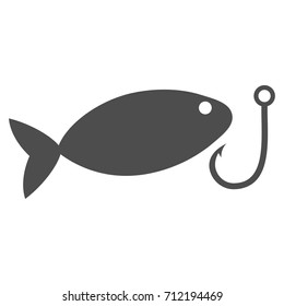 Fish Hook vector icon. Style is flat graphic gray symbol.
