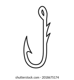 Fish hook vector icon.Outline vector icon isolated on white background fish hook.