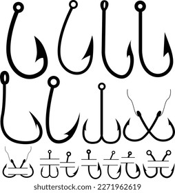 Fish hook vector illustration. Fishing icon set