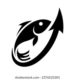Fish Hook Vector Logo Design Template