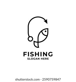 fish hook vector logo design creative idea