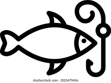 fish hook vector thin line icon