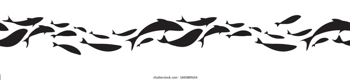 Fish horizontal seamless pattern.  Vector illustration.