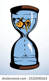 Fish in the hourglass. Vector drawing